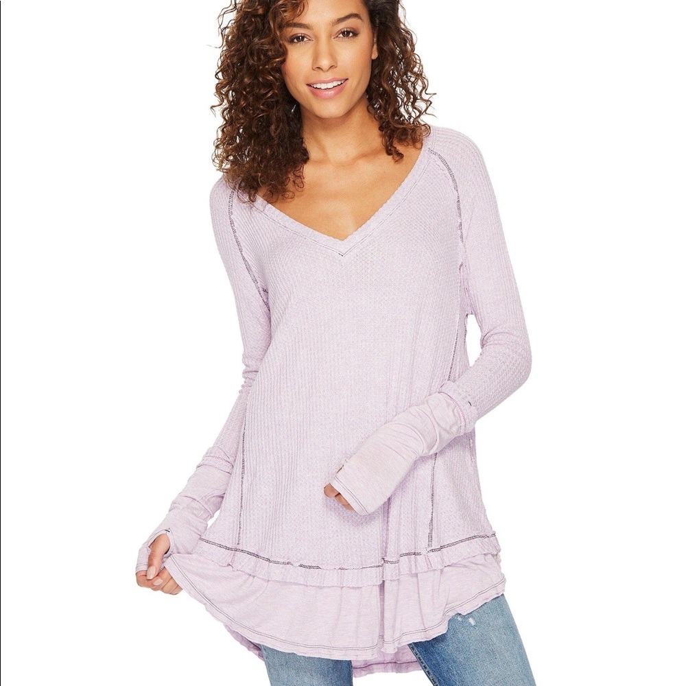 We The Free Lavender Laguna Thermal Blouse Shirt Size XS